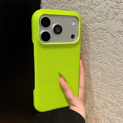 手机壳仿皮皮纹简约纯色荔枝纹新