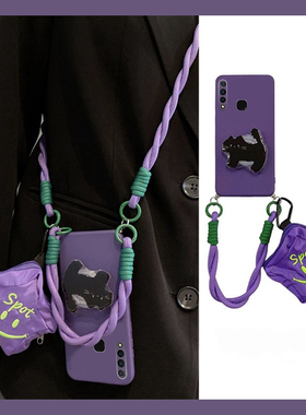 紫色猫咪适用vivoz5手机壳u3立体y9s支架y3零钱包u3x斜挎y7s可背z5x硅胶z6卡通z3i斜跨z1i软壳nex3s/vivo新款