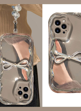 电镀蝴蝶结适用苹果iphone15promax手机壳14plus高级感13por小众ipone12新款11pm韩系x8xr硅胶7xsmax女6se2/3