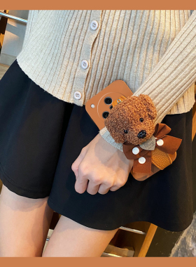 毛绒泰迪熊适用oppofindx7pro手机壳findx6立体x5腕带x3日韩x2ultra趣味k12液态k11x硅胶k10少女心k9k7k5oppo