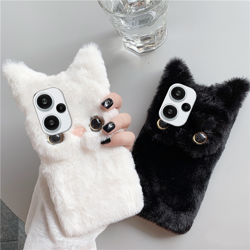 毛茸茸毛绒绒立体网红猫咪手机壳