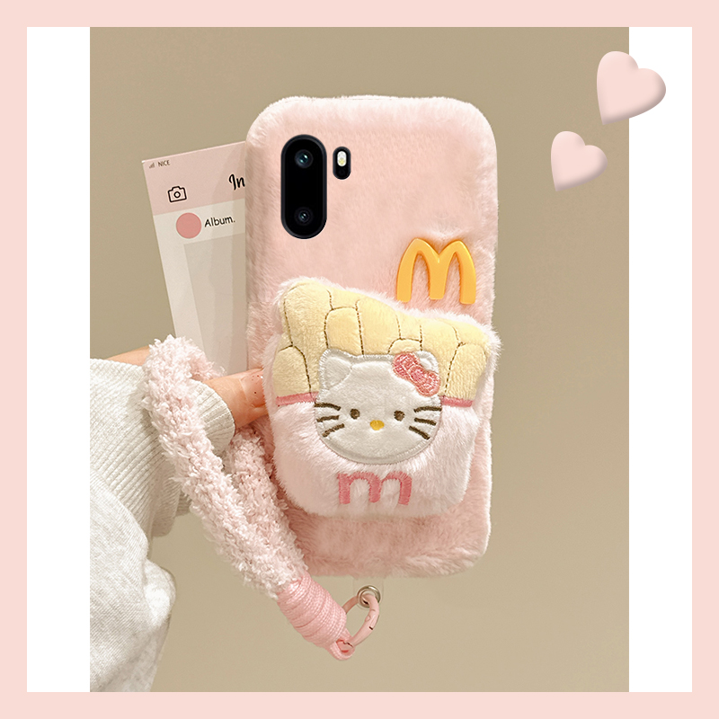 粉色薯条kt猫适用oppo一加ace6手机壳ace5至尊版1+15立体13毛绒12秋冬11pro卡通10软9rt/ace3v/2v/1+oneplus