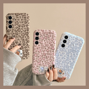 豹纹凯蒂猫贴纸适用三星s25edge手机壳s24plus卡通s23+十s22可爱s21fe秋冬季s20ultra毛绒绒s10/s9/s8/note20