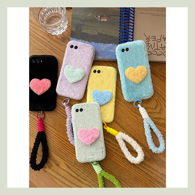 ins风简约爱心适用三星zflip7fe手机壳zfold6挂绳zflip5纯色w23flip毛绒3折叠屏zfold2秋冬季w22硬w21/galaxy