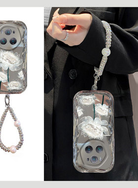 白色花朵昙花适用华为荣耀畅享70pro手机壳play8t电镀60x韩系5t畅玩50plus高级感40奶油纹30硅胶20小众10女3