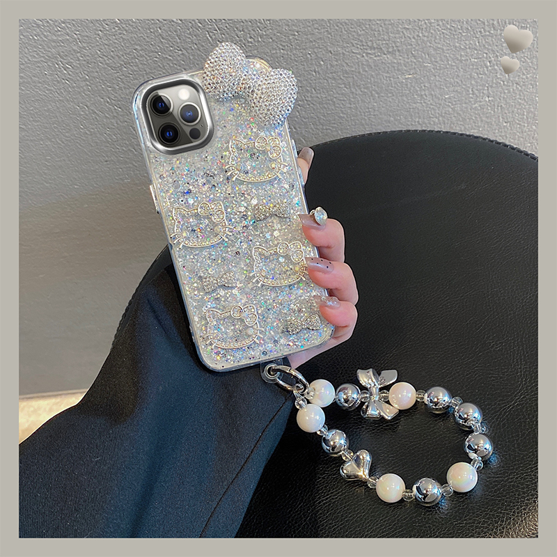 高级感kt猫适用苹果16手机壳iphone15promax立体14plus蝴蝶结13水钻12滴胶11挂链xsmax8日韩xr7女xr硅胶se2/3