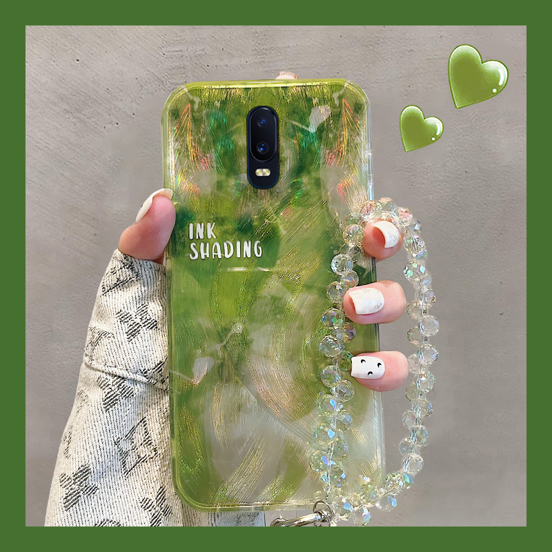 高级感绿色羽纱渐变晕染手机壳