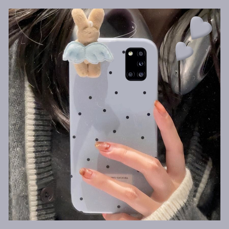 满屏波点适用三星a90手机壳a80立体a70s天使a50兔子a30秋冬季a20毛茸茸a10卡通a52/a8s/galaxy/a53/f52毛绒软