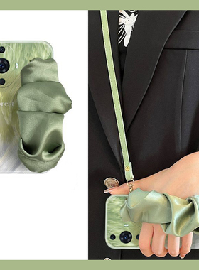 绿色晕染适用华为nova12pro手机壳11ultra立体10z褶皱9se腕带8斜挎7i日韩6硅胶5i可背带4e活力版3i/2plus羽纱