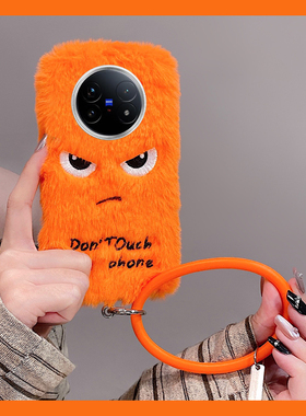 橙色生气表情适用vivoxfold3pro手机壳xfold2斜挎xflip可背带vivo秋冬季vovo折叠屏毛茸茸vivi毛绒+十卡通硬
