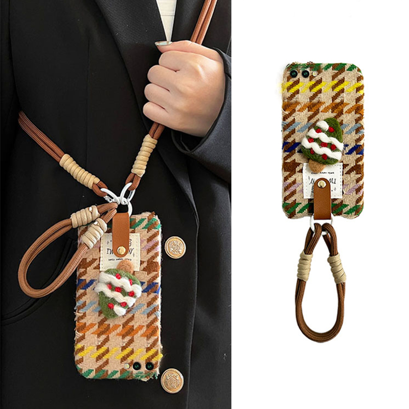 美拉德格纹适用三星zfold6手机壳zflip5斜挎w23flip立体3圣诞树zfold2折叠屏秋冬季w22毛绒w21硬壳galaxy可背