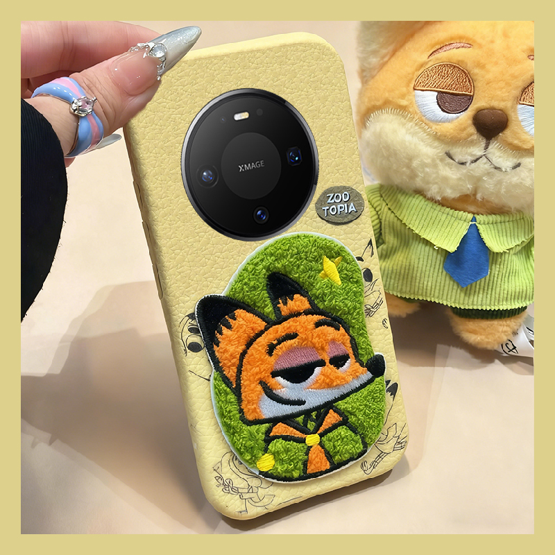 刺绣疯狂动物园适用华为mate80promax手机壳mete70pro+朱迪m60尼克50e可爱40皮纹30epor仿皮十卡通huawei毛绒