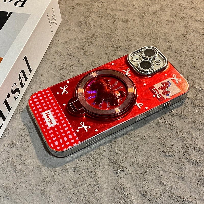 手机壳硅胶羽纱新年红色2026马年