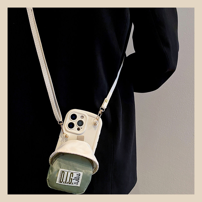 绿蘑菇零钱包适用小米15spro手机壳14ultra立体13斜挎12spro可背带12x简约11青春版10s/civi4por/3/2/1s/mix4