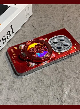2026红色财神爷适用小米红米note15pro+手机壳noto14立体13r可旋转12turbo支架11新年10/9/14c十turbo4/redmi
