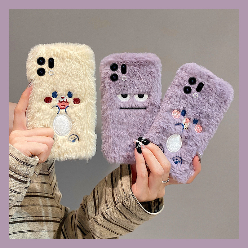紫色饼干丑萌表情适用oppofindx9plus手机壳fondx8卡通x50pro冬天k12x秋冬x7毛绒x6por软ultra/x5/x3/realme
