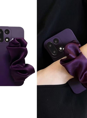 ins风暗紫色腕带适用oppo一加15手机壳1+ace6褶皱十五丝巾六简约oppo液态1+oneplus个性硅胶全包防摔小众新款