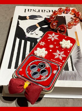 ins风红色蝴蝶结雪花适用vivoiqoo15pro手机壳iqooz10turbo立体z9x喜庆z8x新年z7马年13电镀12/11s/u3x十vivo