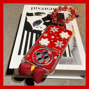ins风红色蝴蝶结雪花适用vivoiqoo15pro手机壳iqooz10turbo立体z9x喜庆z8x新年z7马年13电镀12 u3x十vivo 11s