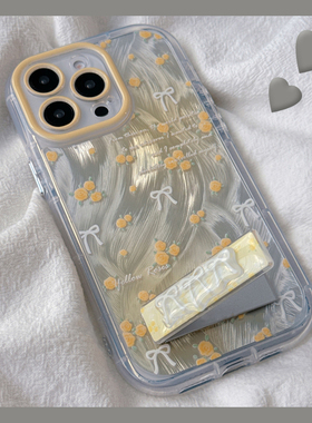 晕染黄色碎花适用oppoa2x手机壳a1pro羽纱r17立体r15支架a11x日韩a9x透明a58小众a32硅胶a55a56a57a53a8a96女