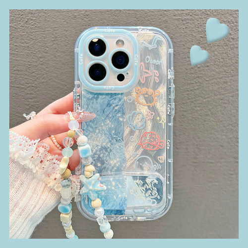 海洋贝壳螃蟹适用oppofindx8pro手机壳fondx7ultra立体gt6镜子neo5se支架k12x涂鸦k11x手链v20羽纱v15/gt2/x6