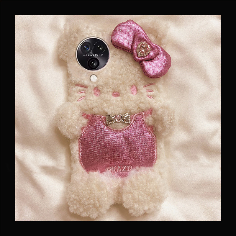 毛茸茸毛绒绒金属KT猫手机壳