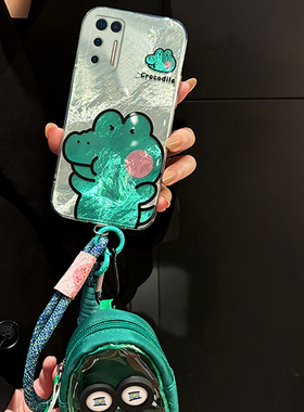 可爱小鳄鱼适用坚果pro3手机壳pro2斜挎pro2s可背带r2零钱包r1卡通por羽纱手提斜跨硅胶软壳全包防摔透明趣味