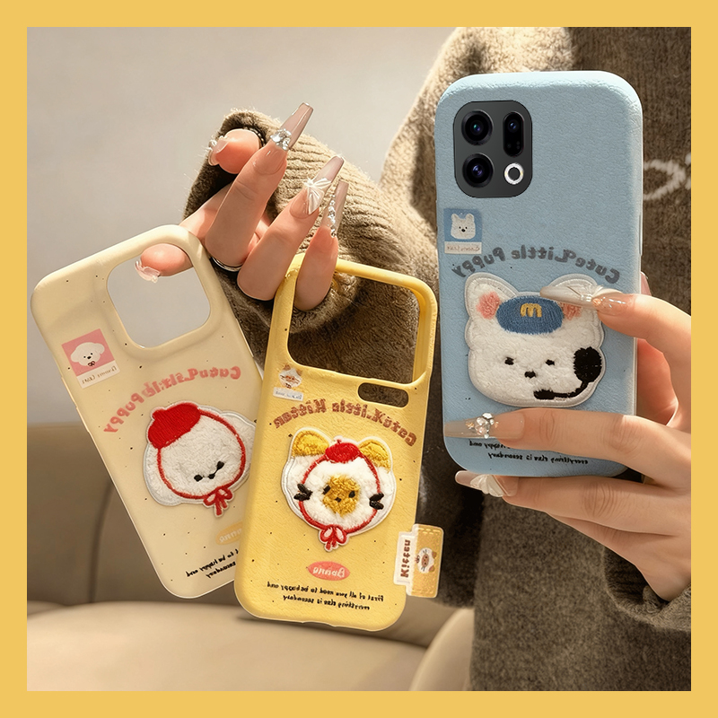 刺绣猫咪玉桂狗适用oppofindx9plus手机壳fondx8pro西高地x7卡通k12plus可爱k10x皮纹k9s软k7x真我q3s/q2/v23
