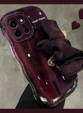 高级感紫色适用oppo一加turbo6手机壳turbo6v丝巾六褶皱1+oneplus腕带日韩新款简约手提全包防摔韩系小众硅胶