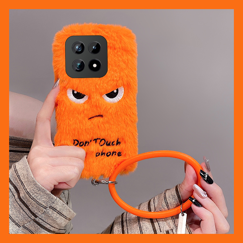 橙色生气表情适用vivoiqoo15手机壳iqoo13pro斜挎12可背带11s秋冬季icoo10毛绒绒9硅胶8毛茸茸7爱酷3手环iq00