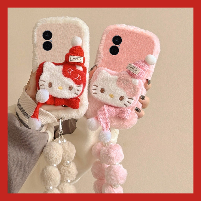 圣诞帽子kt猫适用华为畅享70pro手机壳60x毛球优畅享50plus挂链20se秋冬0e畅想z毛绒9e毛茸茸5g麦芒9/2卡通软