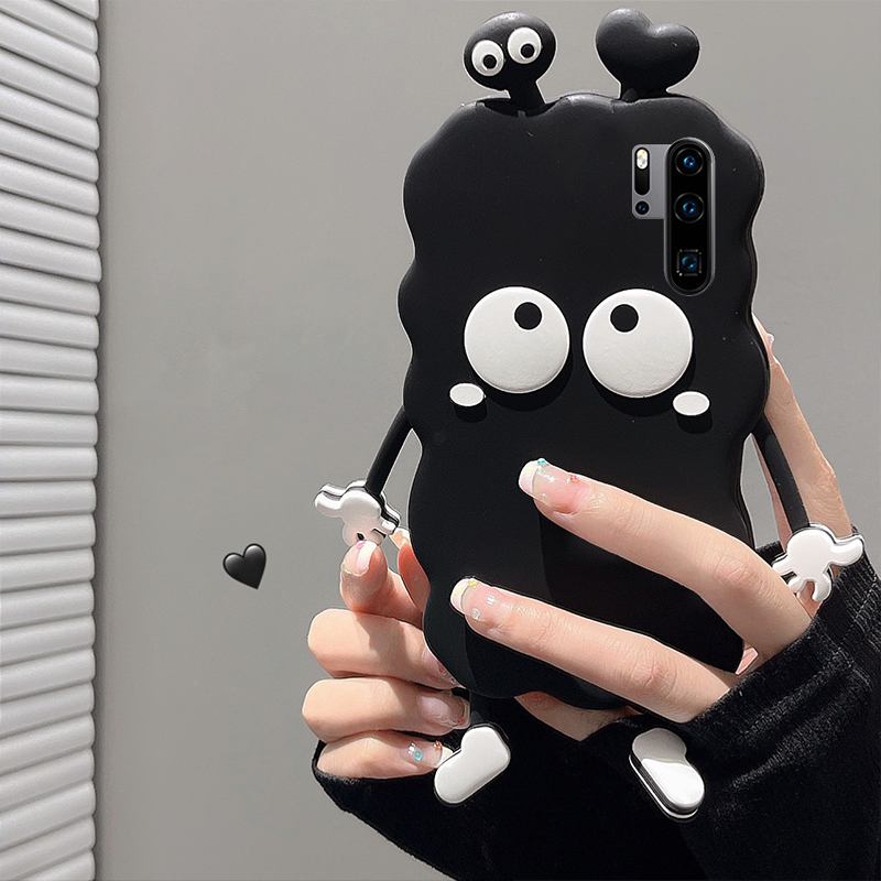 卡通立体可爱黑煤球手机壳