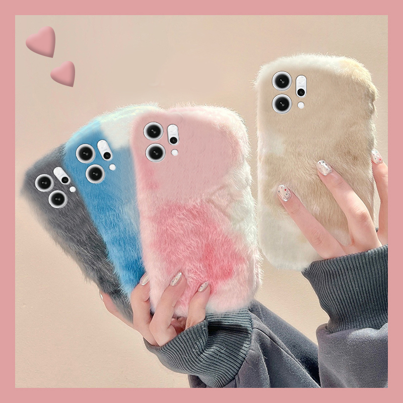 ins风晕染水墨适用opporeno14手机壳reon13拼色12pro保暖11秋冬季10por+十9毛绒7se毛茸茸5k简约4se硅胶oppo