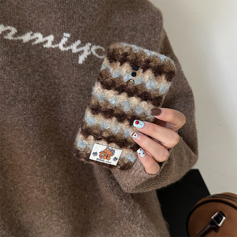 条纹线条kt猫适用oppor17pro手机壳r15x梦境版r11splus拼色r9s贴纸r7plus秋冬季r17毛绒oppo毛茸茸0pp0卡通软