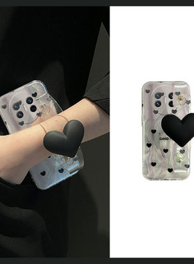 黑色爱心腕带适用华为magicvs2手机壳magicv羽纱p50斜挎pockets可背matexs2硅胶x5软壳x3折叠屏硬壳pocket2女