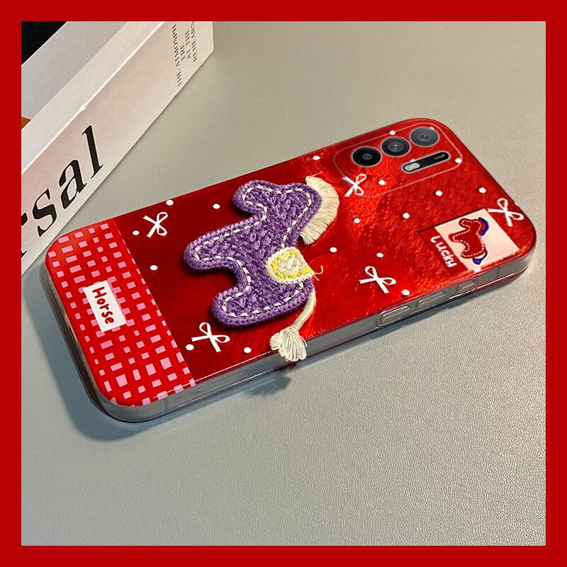 手机壳硅胶冰川纹新年红色2026马