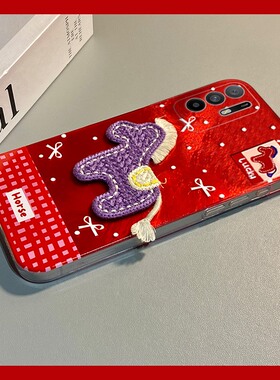 紫色刺绣小马适用oppoa3pro手机壳a2x卡通a1新年a97红色a96立体a95a93a91a72a58a57a52a32a11a9a31a8a5马年软