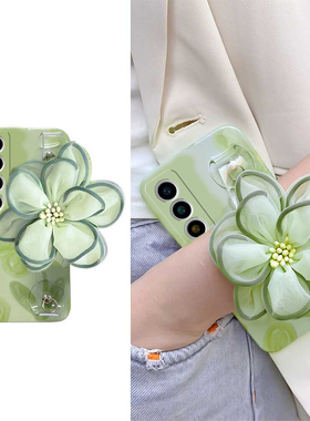 绿色花朵适用魅族21pro手机壳20腕带18spro立体18x斜挎17硅胶16plus软壳por小清新meizu斜跨夏日新款小众简约