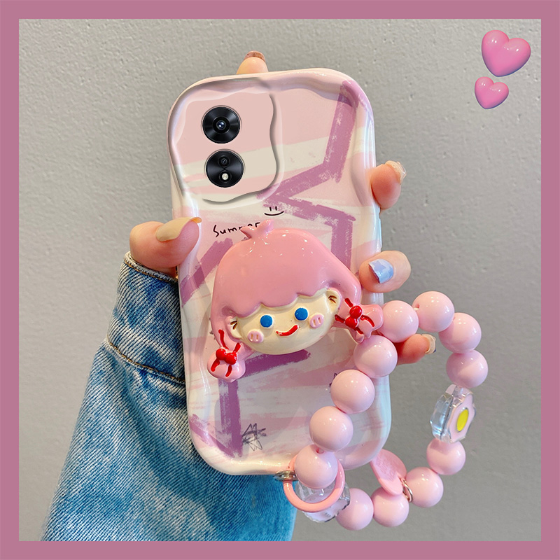 手机壳涂鸦星星女孩可爱ins风带支架挂链