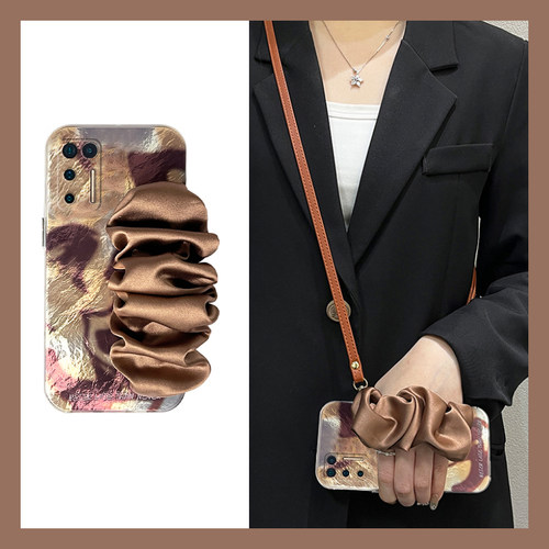 韩系棕色豹纹适用坚果pro3手机壳pro2立体pro2s褶皱r2手腕带r1斜挎por硅胶可背带全包防摔透明日韩新款冰川纹