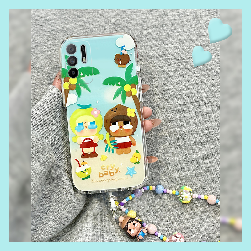 海边椰树哭娃适用oppoa3pro手机壳a2x夏天a1挂链a97小清新a96丑萌a95a93a91a72a58a57a52a32a11a9a31a8a5硅胶