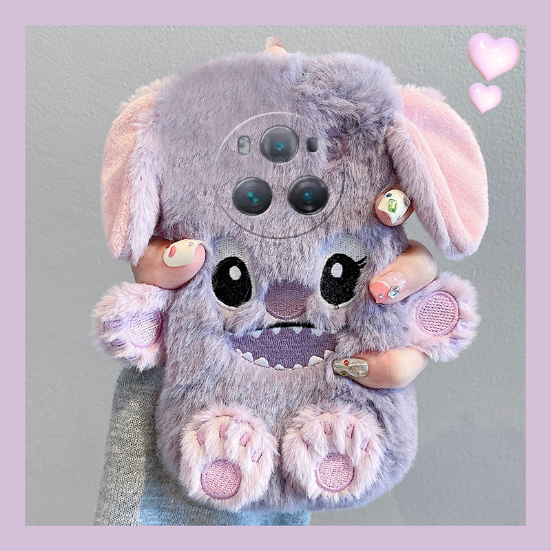 紫色史迪仔适用华为荣耀play8tpro手机壳paly7t卡通6t立体5t硅胶magic6pro至臻版majic5保时捷版4/3honor毛绒