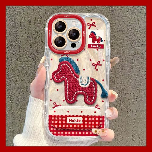 手机壳硅胶羽纱新年红色本命年卡