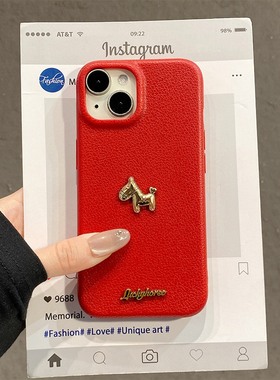 红色英文金马适用一加ace6手机壳ace5pro立体1+15本命年13新年12卡通ace3仿皮acepro竞速版11r皮纹2v/10t马年