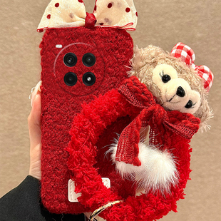 蝴蝶结雪莉玫适用oppo一加12手机壳ace3红色2pro挂绳2v新年11毛绒绒9rt喜庆8t硅胶7tpro日韩6t过年1+oneplus