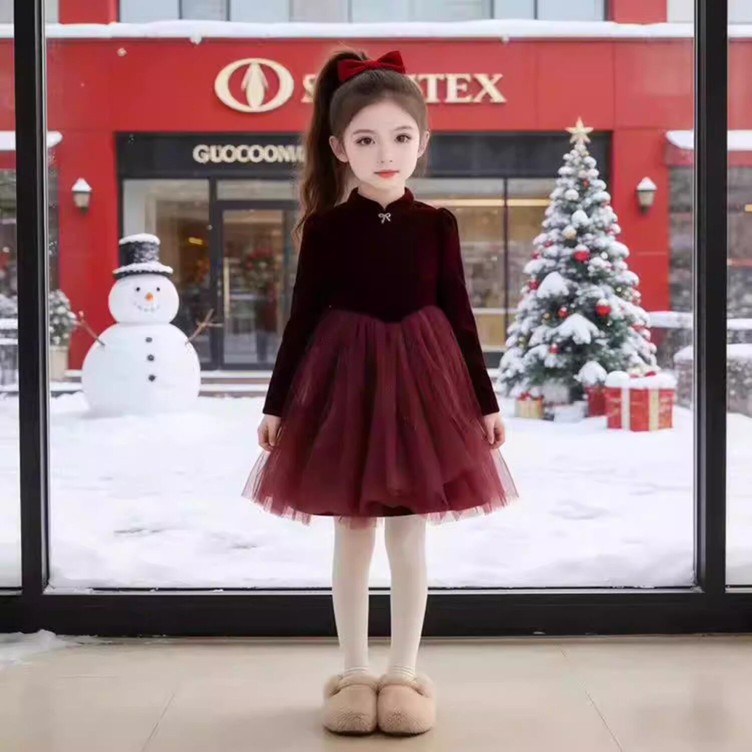 新年衣服女童连衣裙秋冬款2026新款儿童冬季加绒裙子女孩拜年