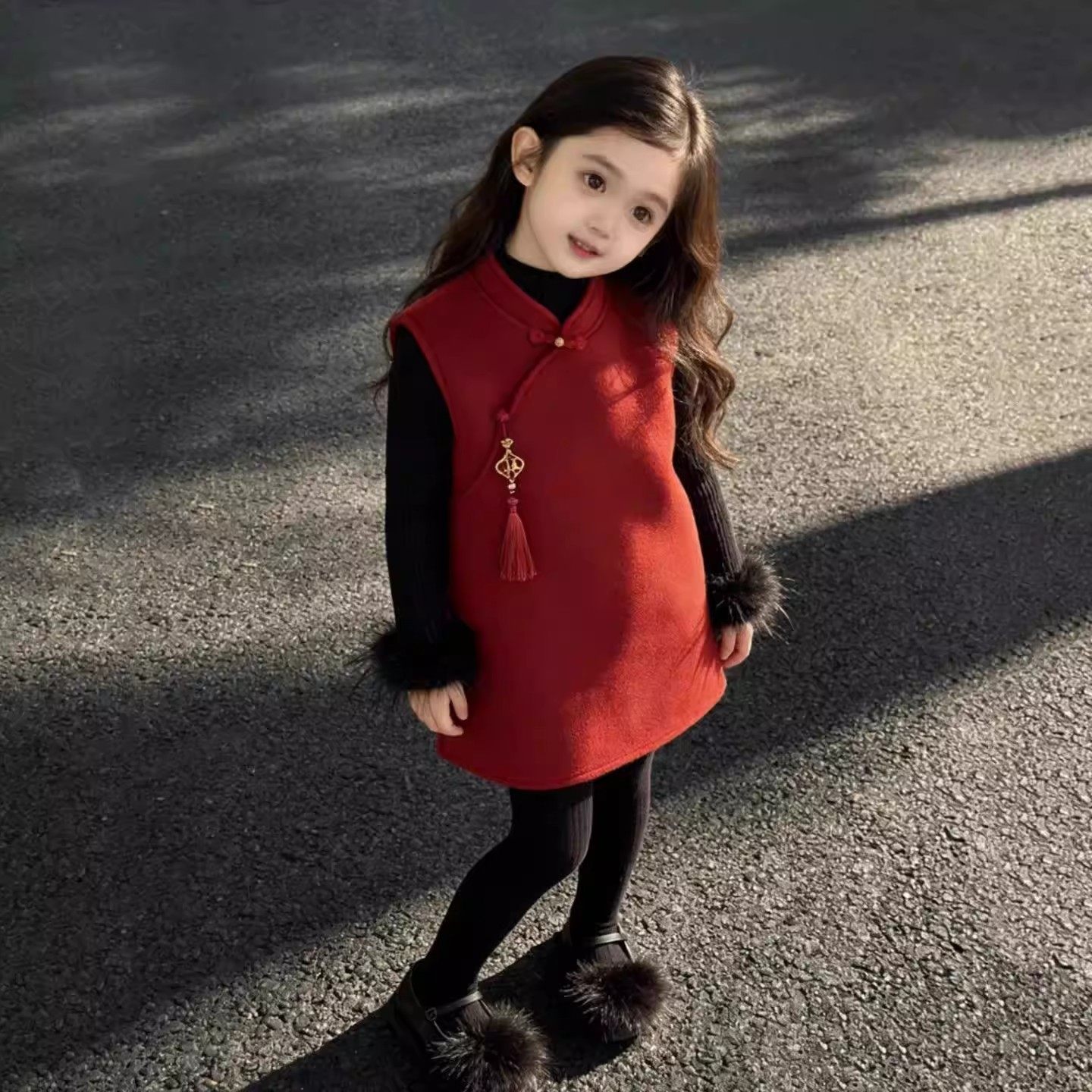 新中式女童2026冬季新年红色盘扣毛呢旗袍裙小女孩国风立领背心裙,童装/婴儿装/亲子装,套装,淘宝优惠券,粉丝福利购,淘宝优惠卷