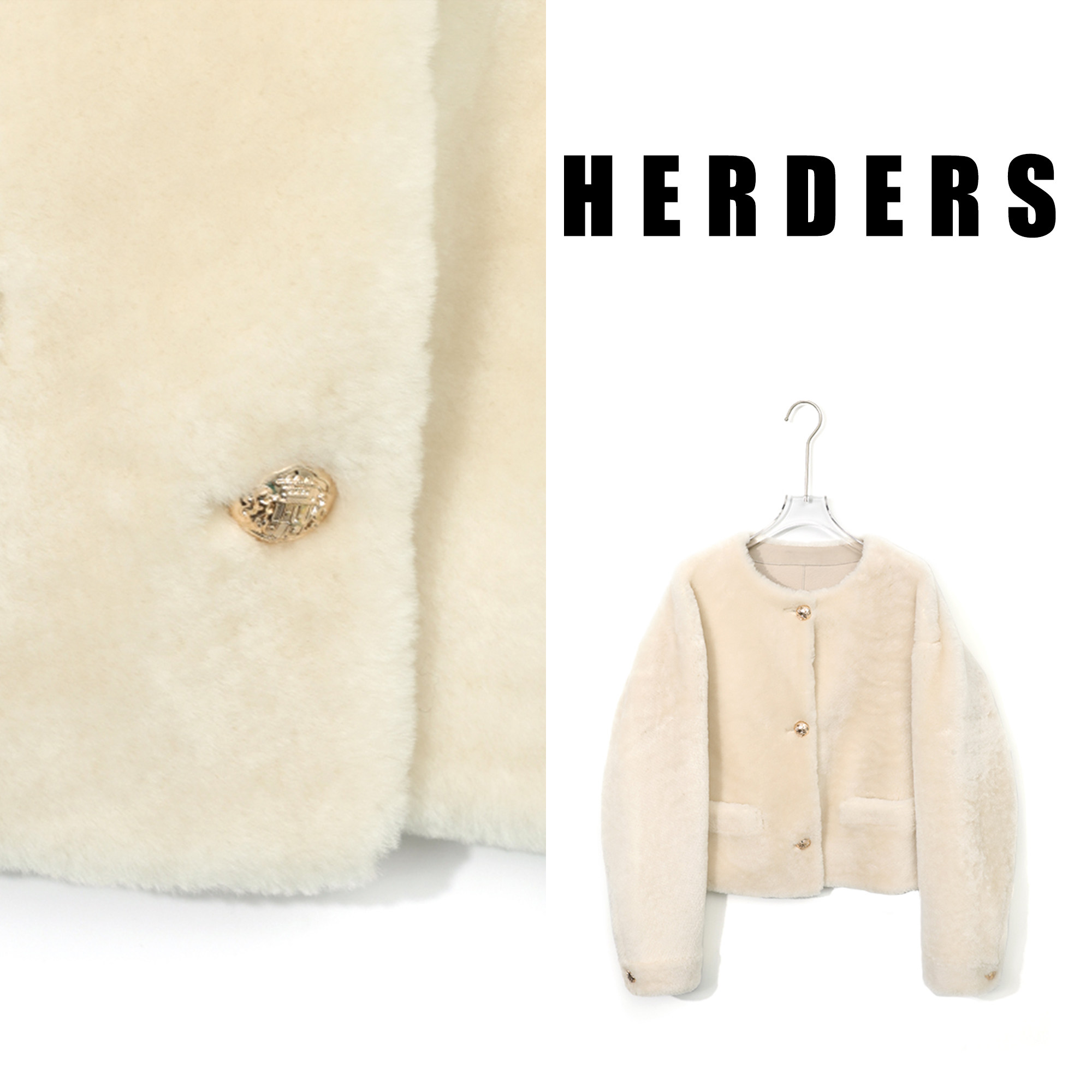 HERDERS “小软羊系列”短款圆领皮毛一体外套 50423,女装/女士精品,皮草,淘宝优惠券,粉丝福利购,淘宝优惠卷