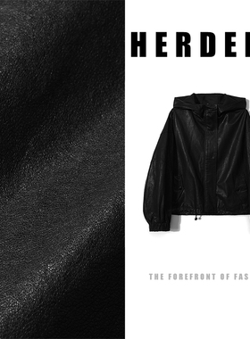 HERDERS 短款连帽拉链款皮衣 50082