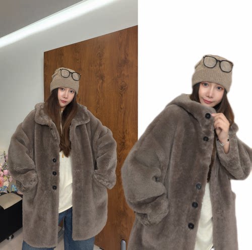 HERDERS（小雪人）中长款里面纽扣款皮毛一体 40976